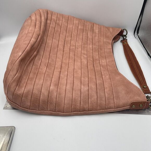 Chillx by Lemiel Antique Rose Pink Large Hobo Bag Shoulder Purse Vegan Leather - Picture 5 of 9